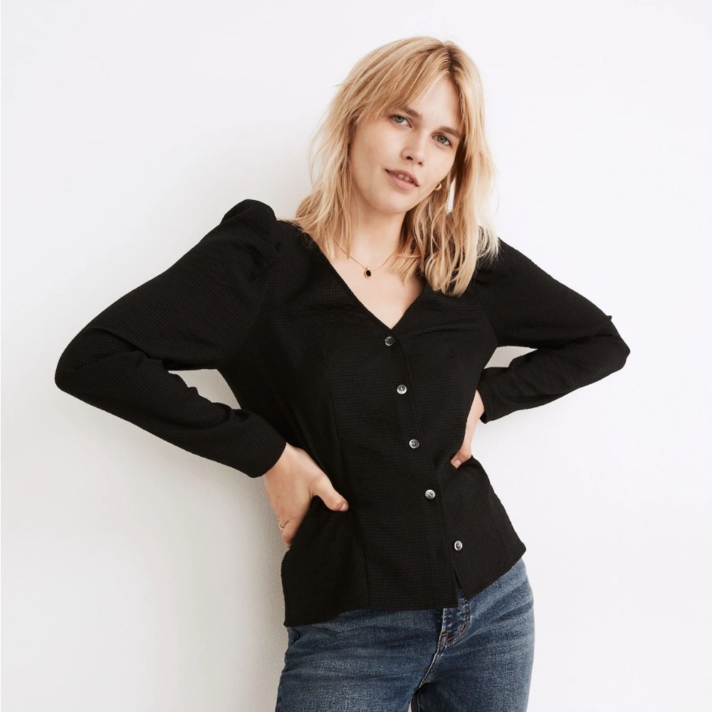 Madewell Westover Black Button-Up Women's Top